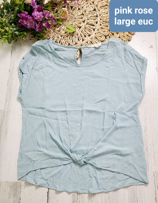 pink rose front knot shirt