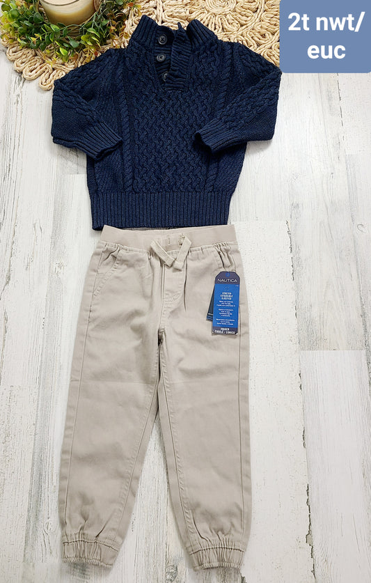 navy sweater new khakis 2t