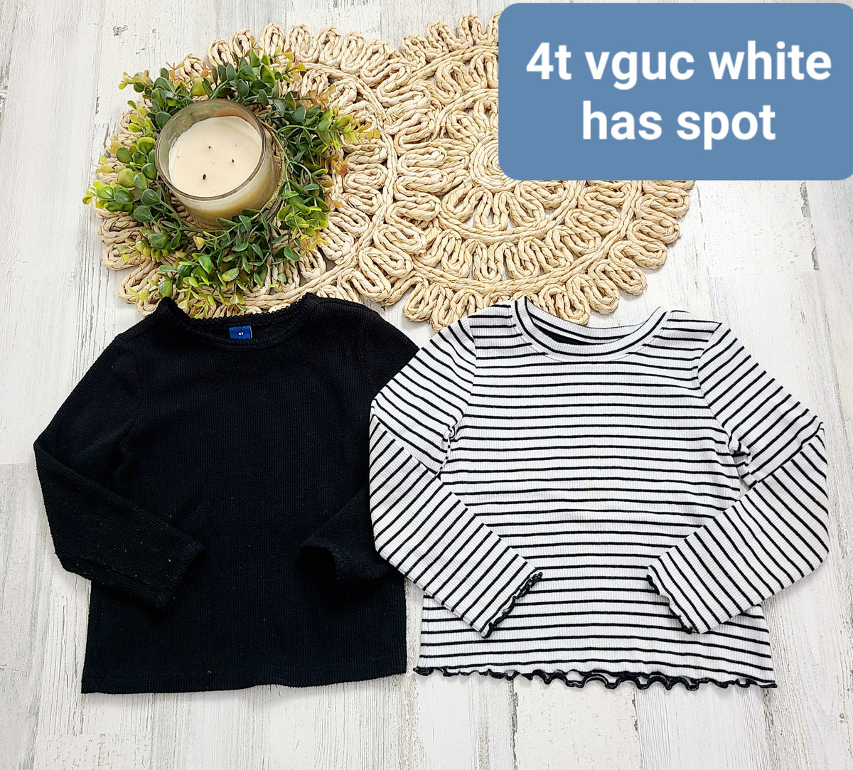 black plain and b&w stripe long sleeves