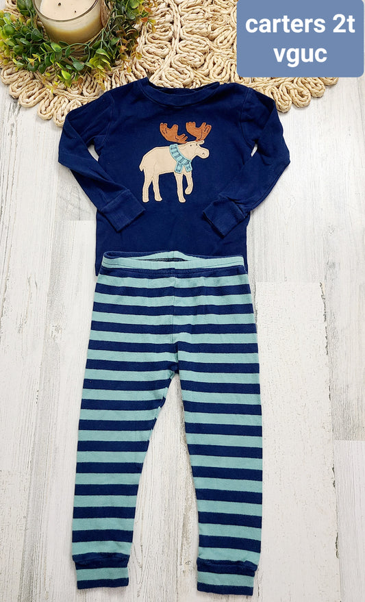moose striped pajamas carters