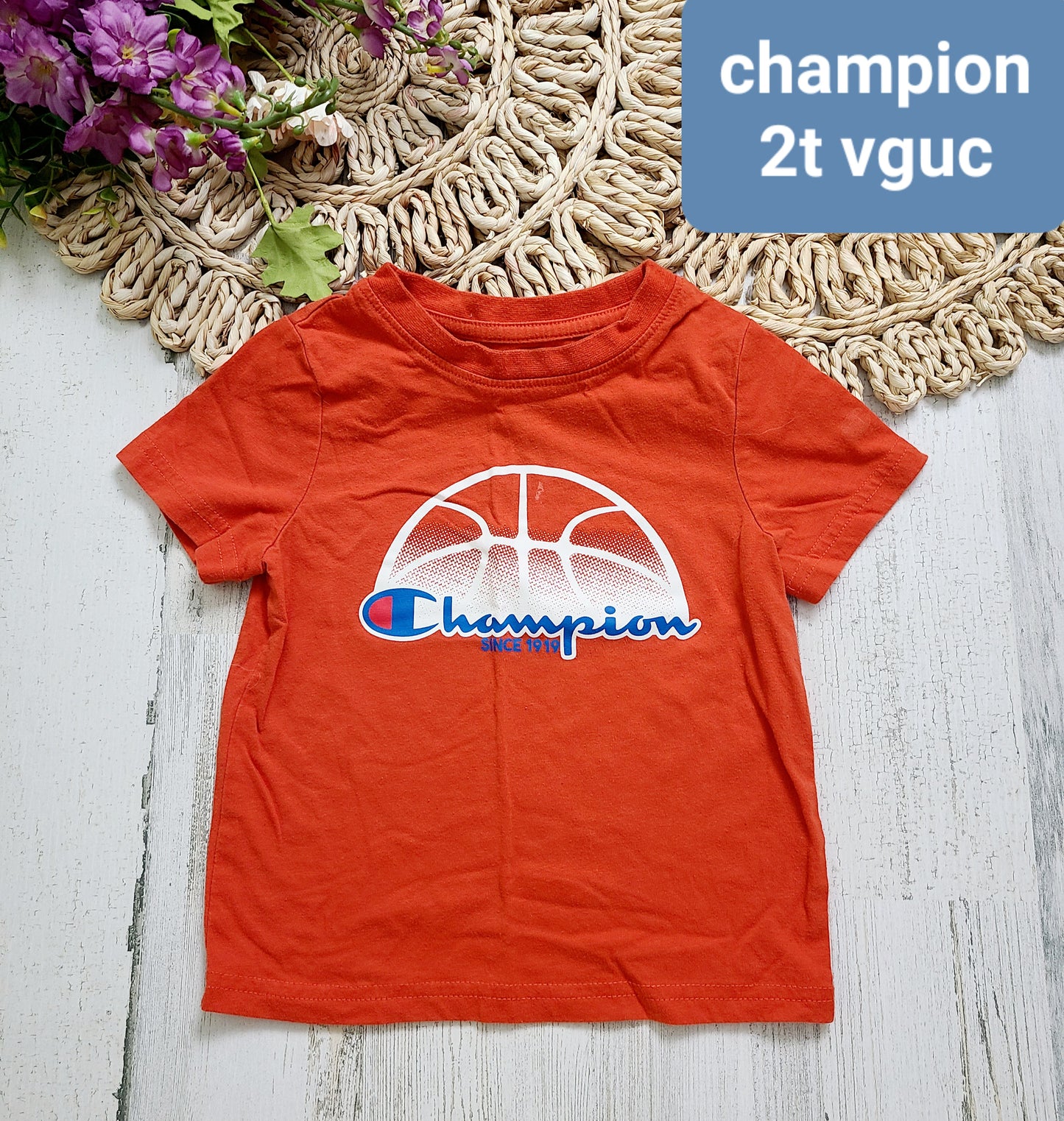 champion orange basketball tee
