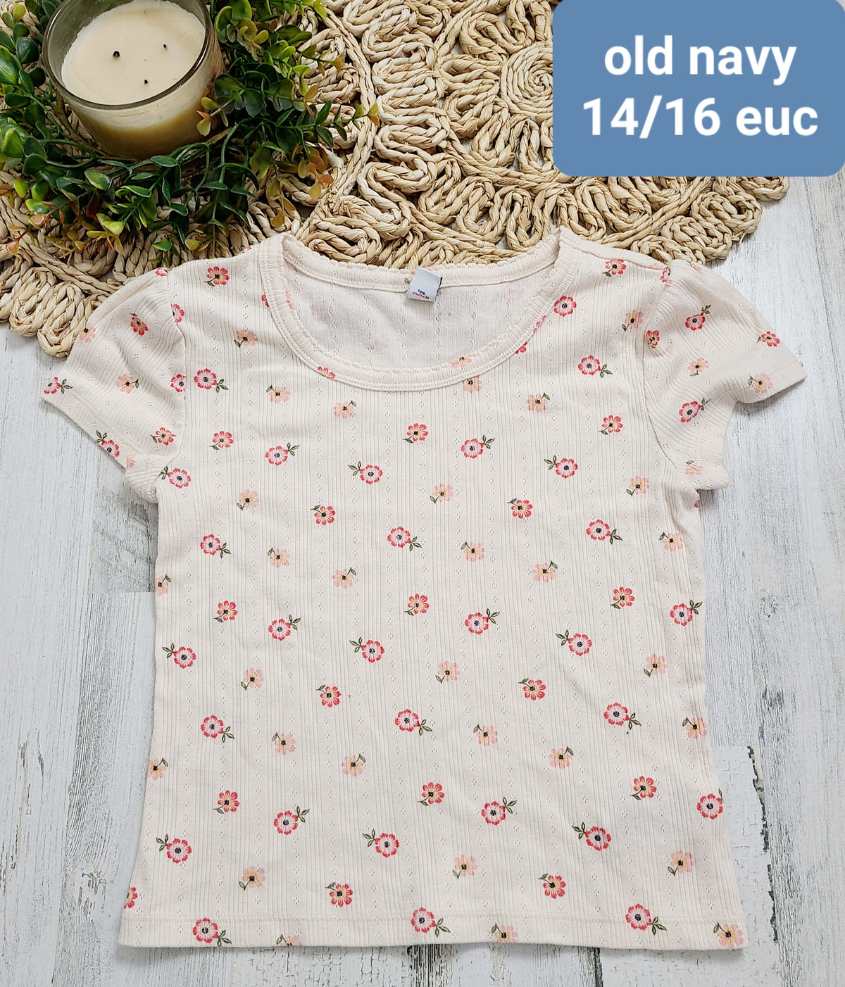 light pink ribbed floral tee old navy