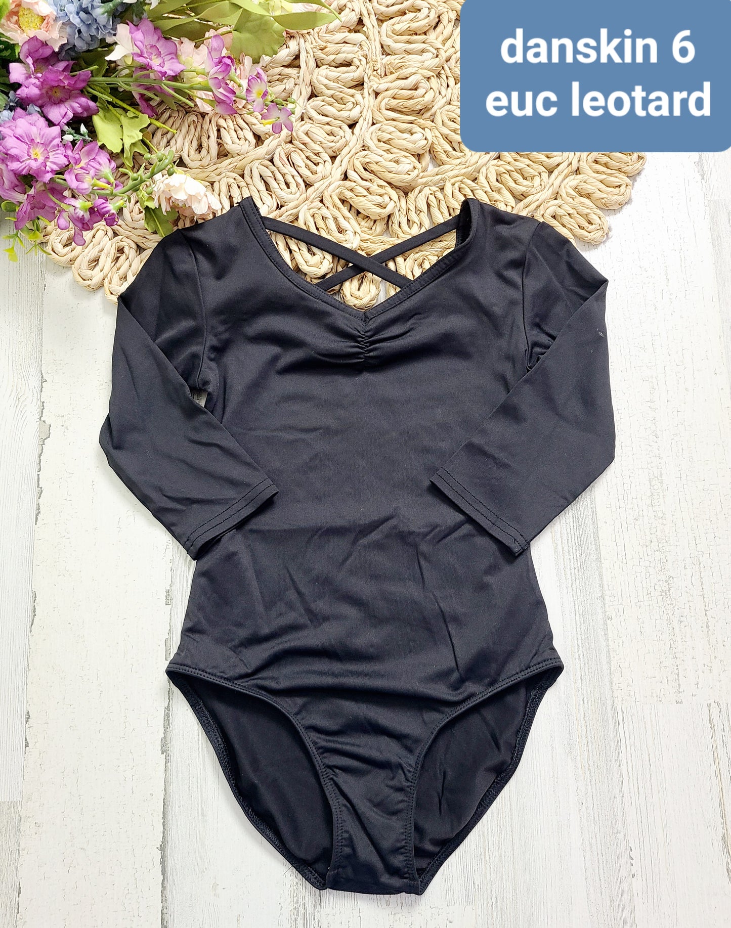 danskin long sleeve black leotard