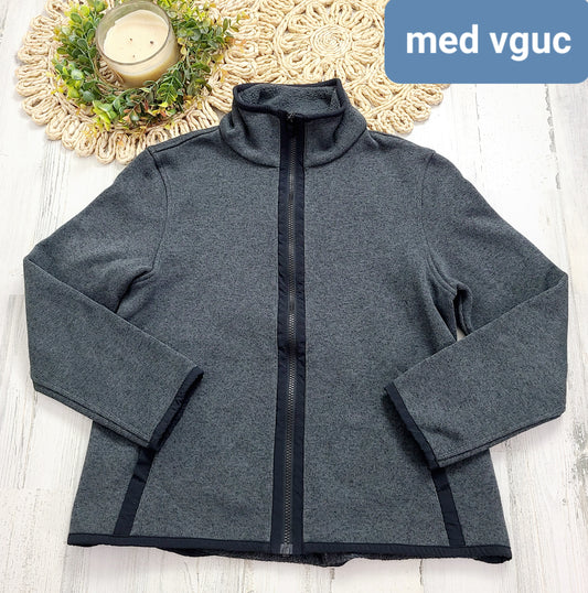 gray medium fleece inside zip up