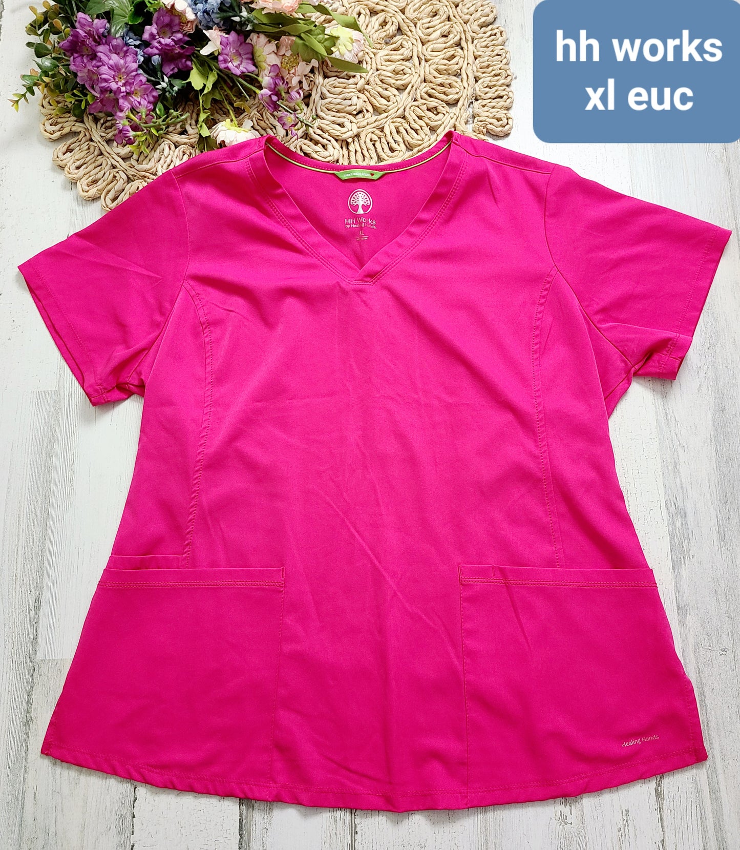 hh works scrub top pink
