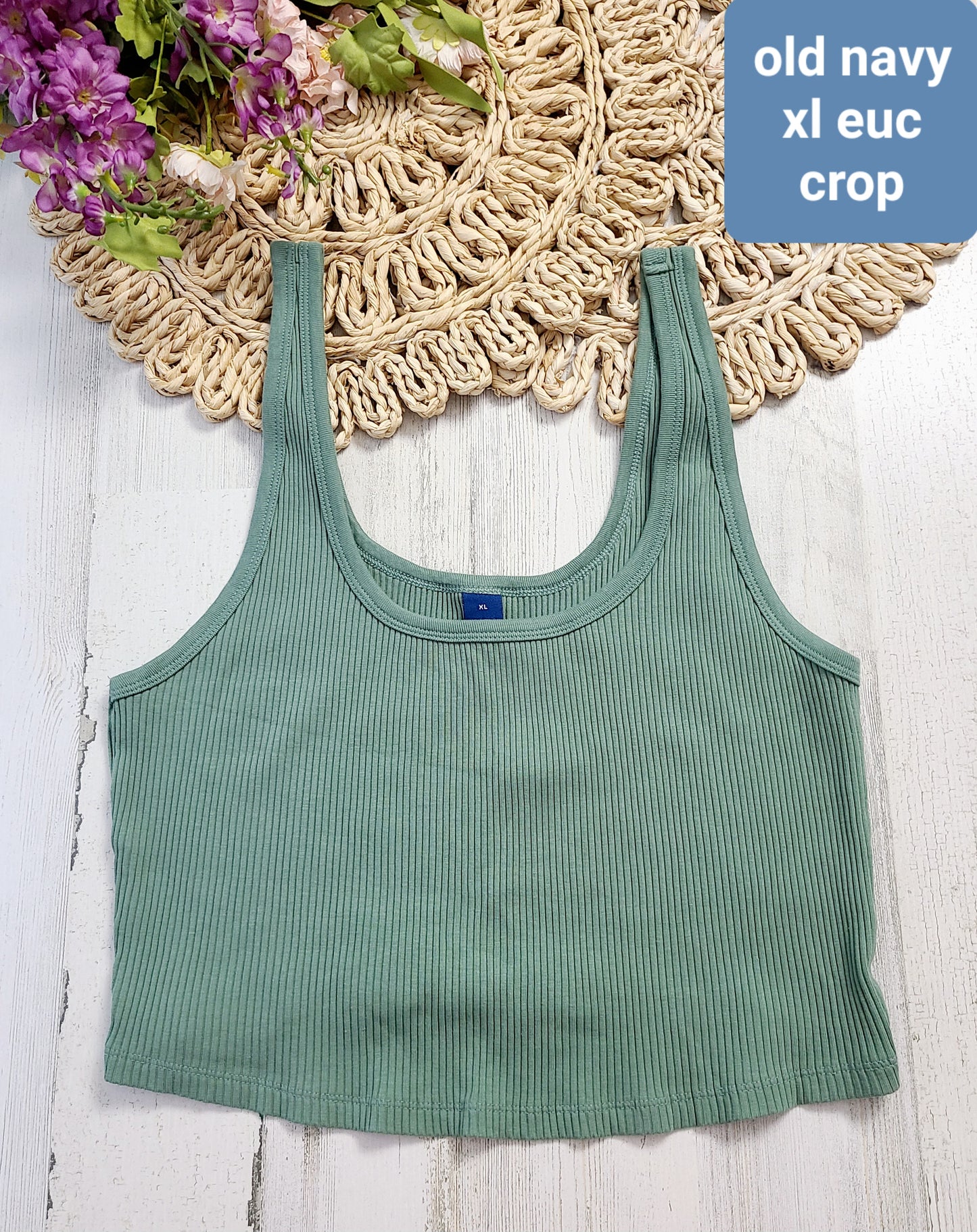 crop old navy ribbed green tank