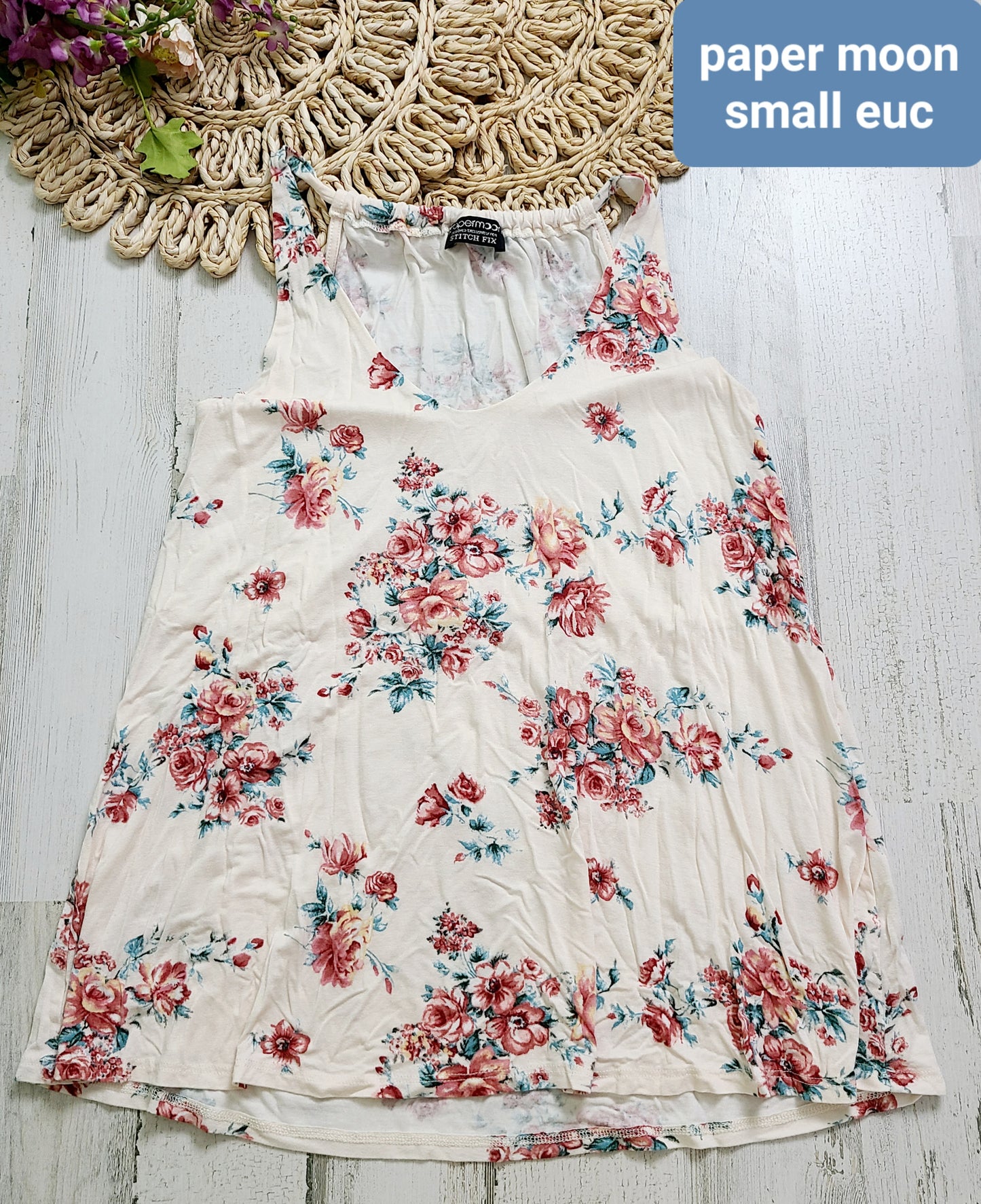 papermoon small tank ivory floral