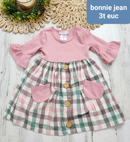 bonnie jean plaid and pink dress