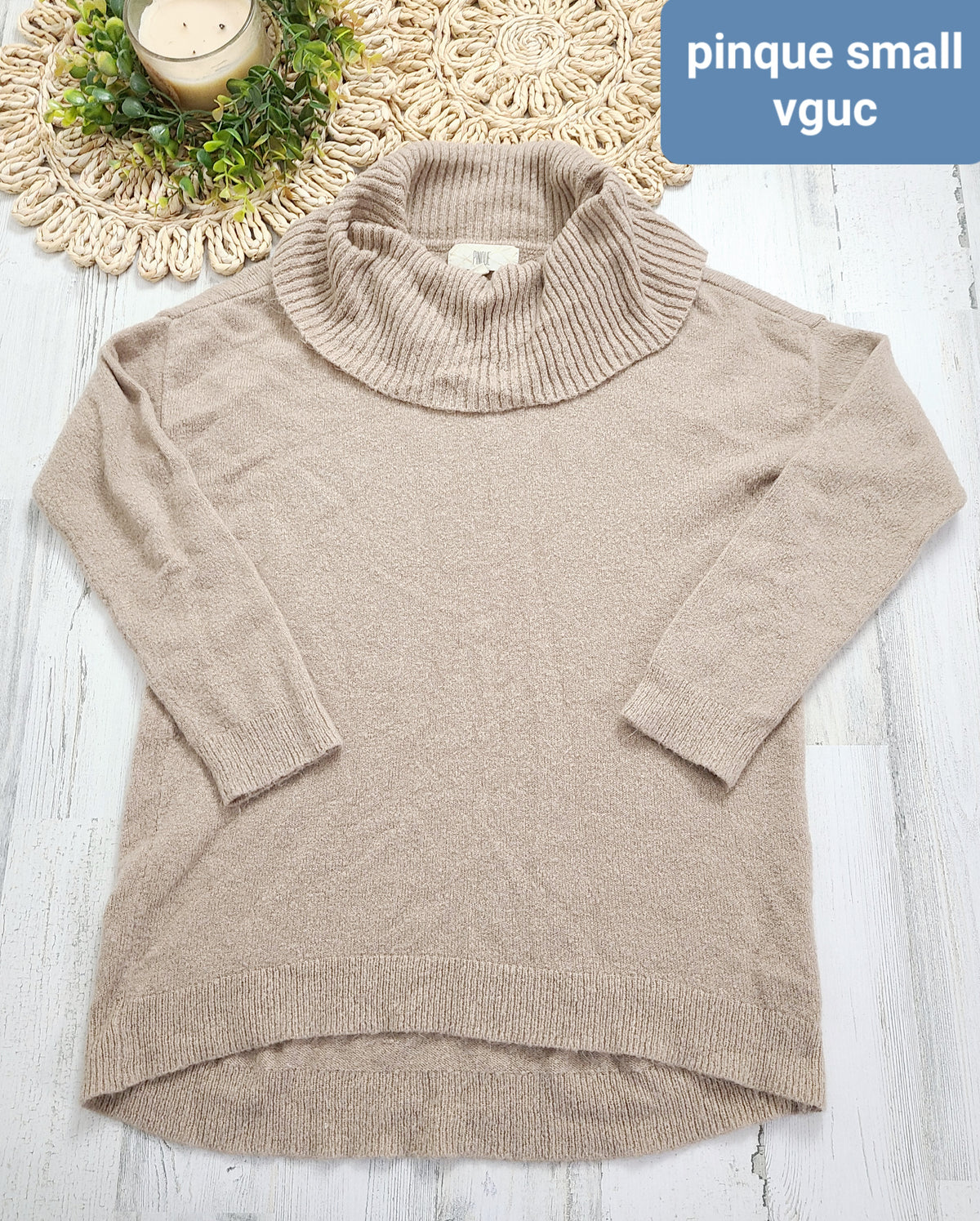 cowlneck pinque sweater tan