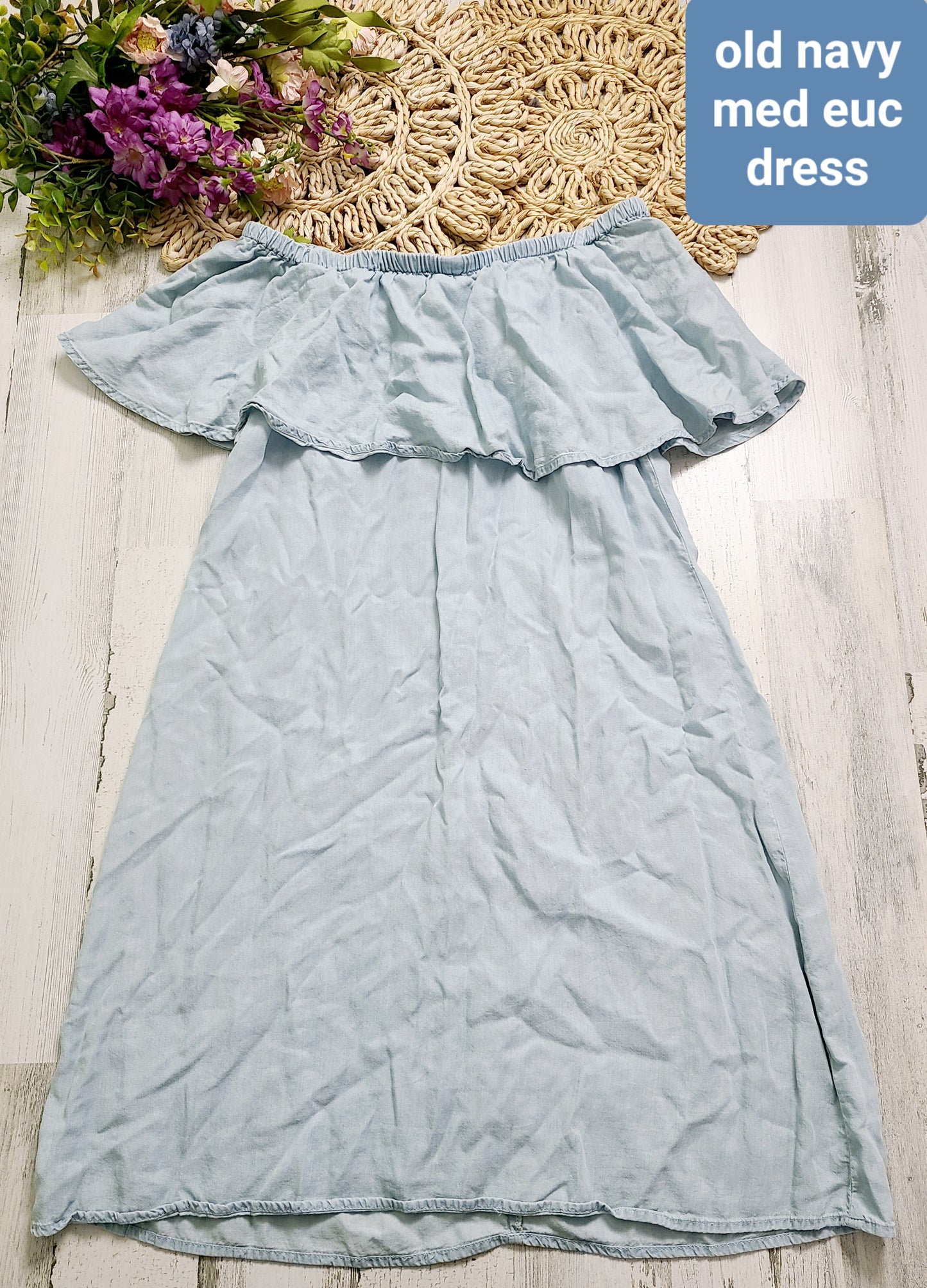 old navy off shoulder chambray dress