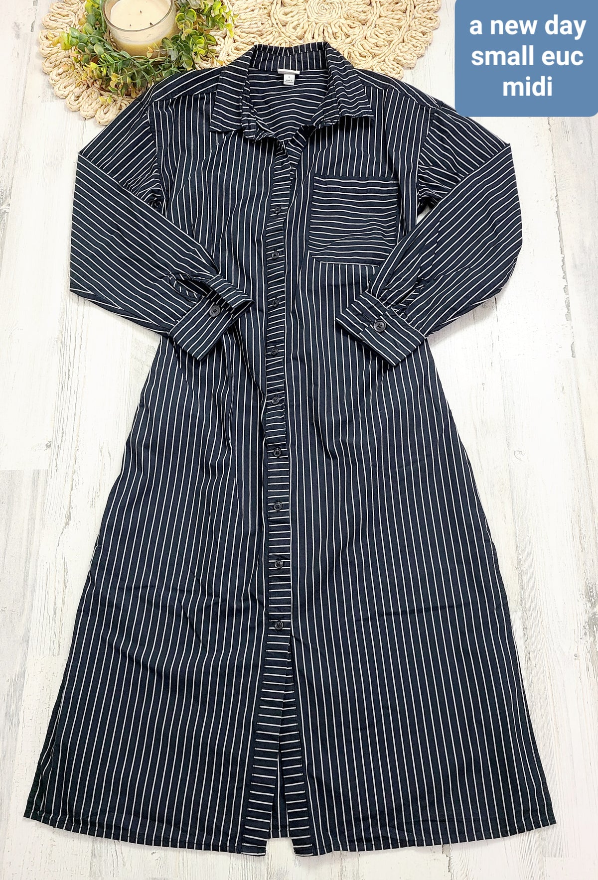 vertical striped long sleeve midi a new day
