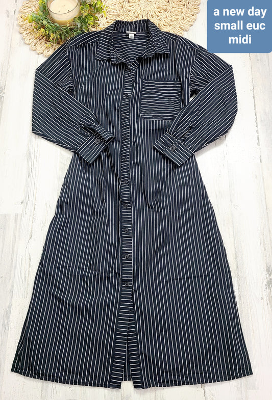 vertical striped long sleeve midi a new day