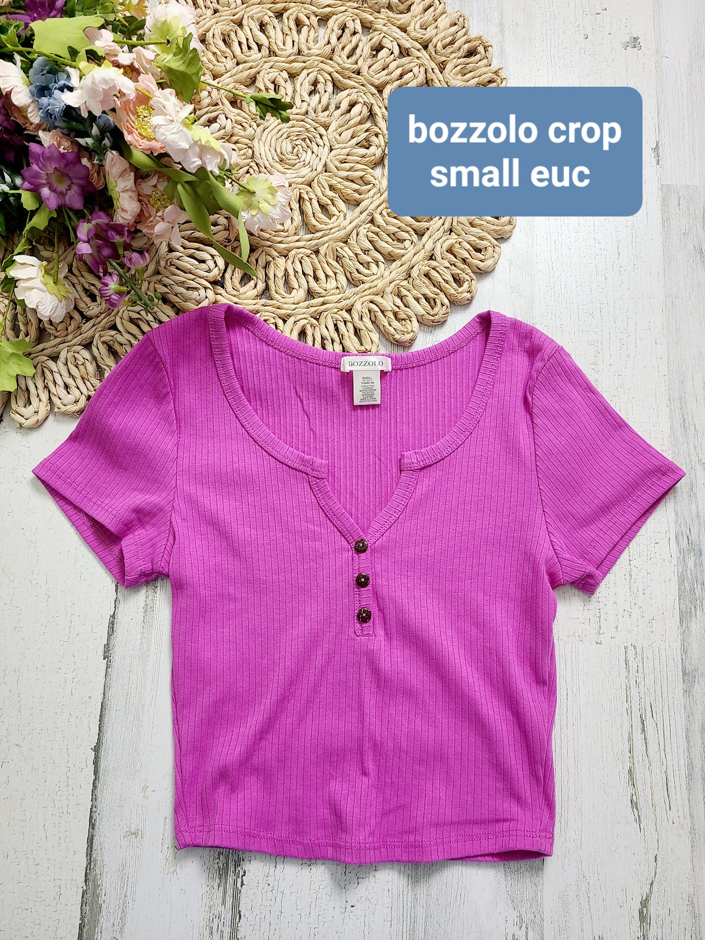 bozzolo crop pink henley