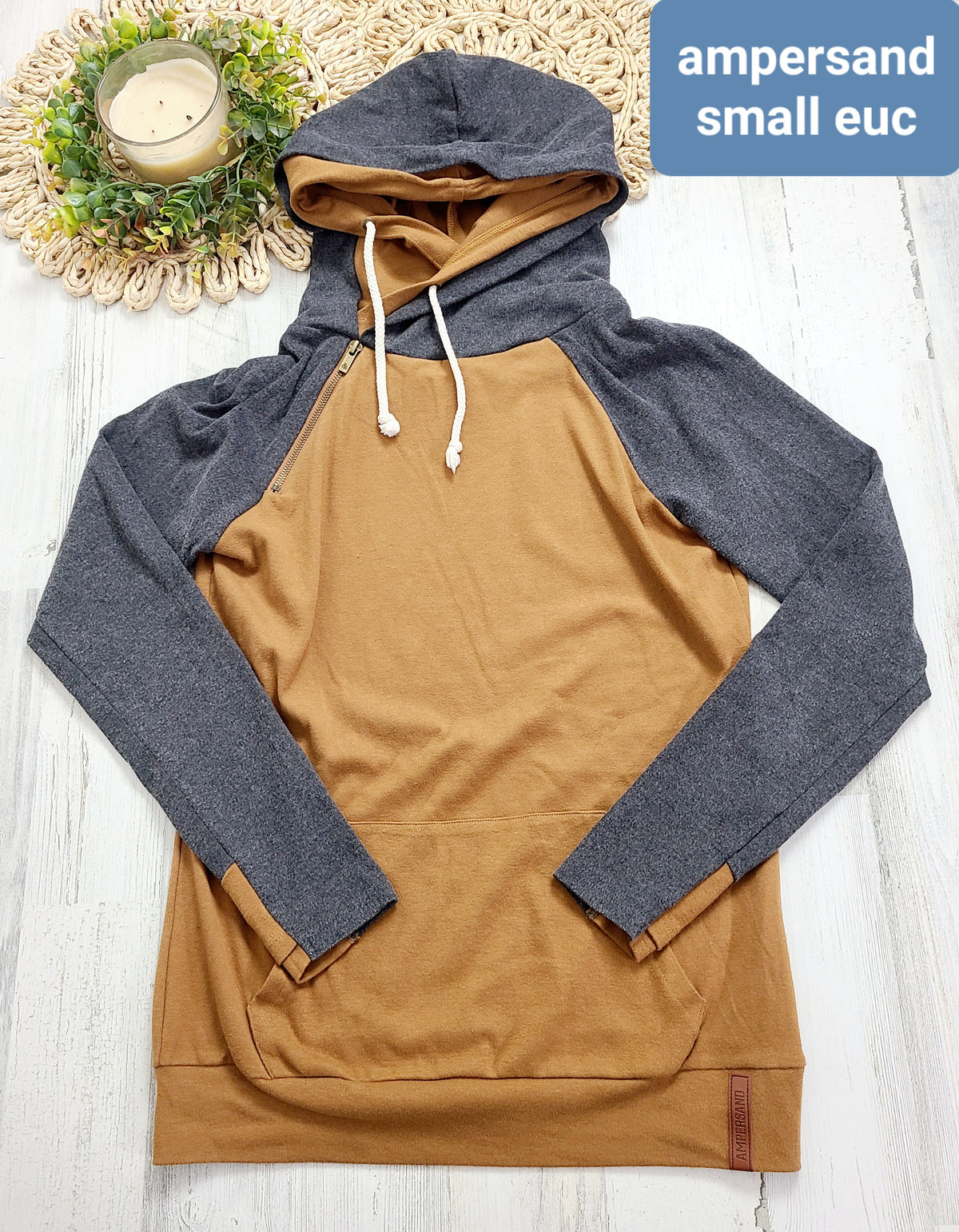 mustard gray ampersand hoodie