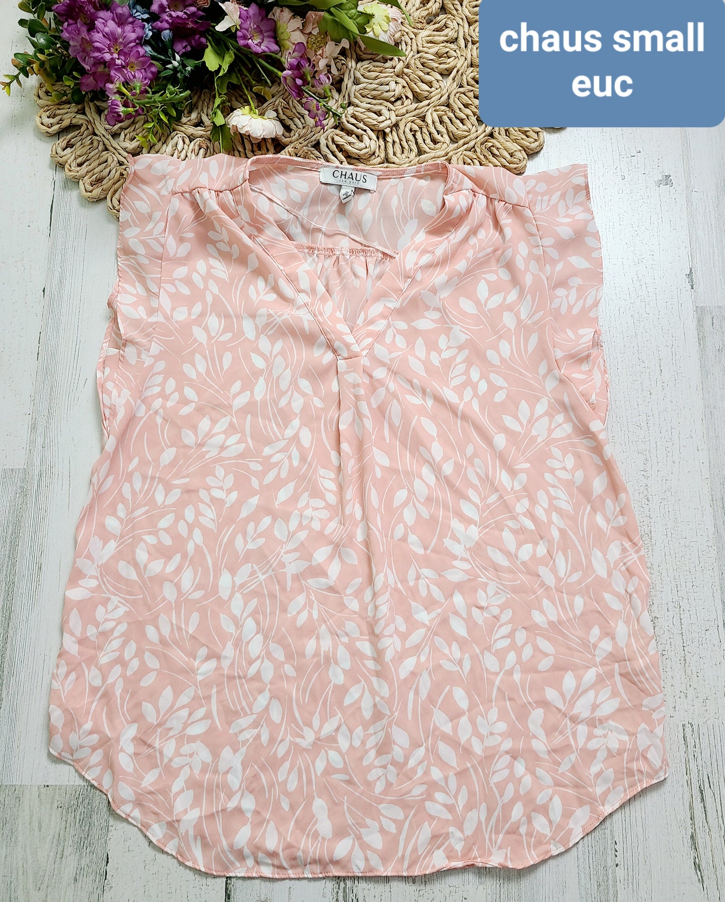 chaus pink white blouse