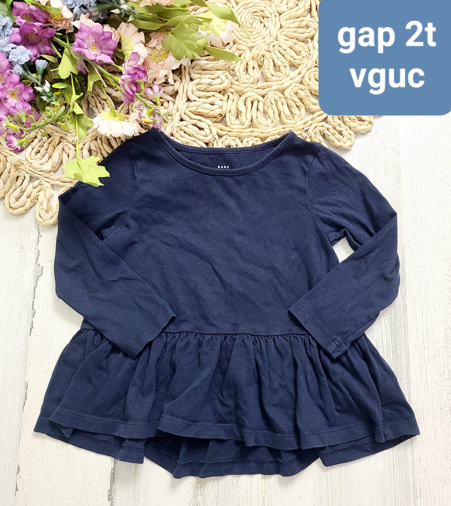 navy gap peplum girls top