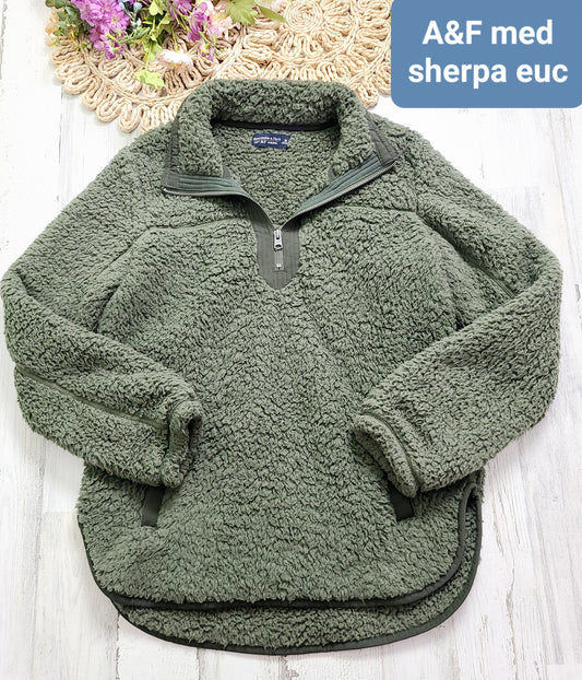 a&f olive sherpa quarter zip