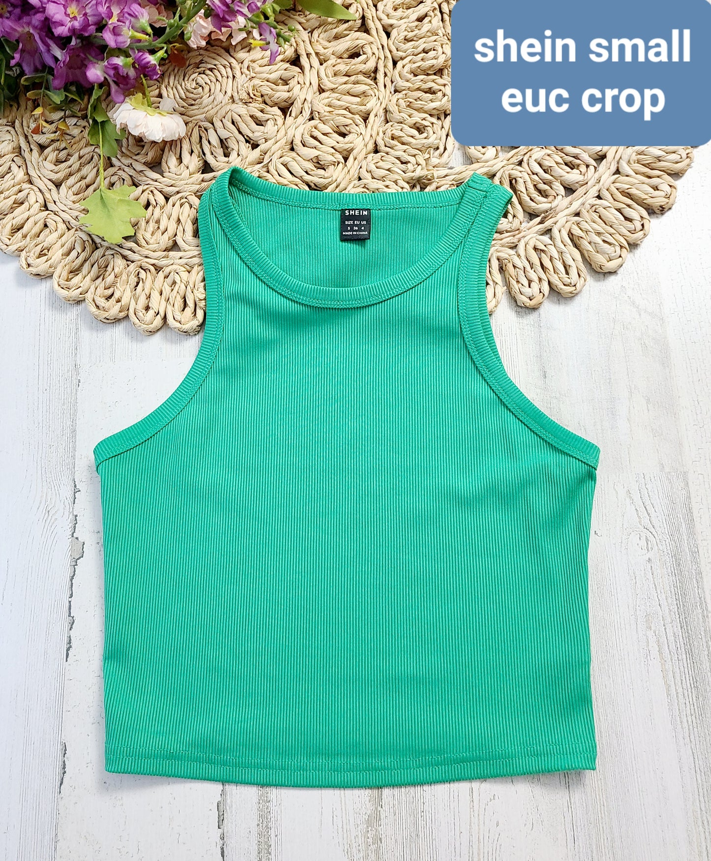 crop jade green tank shein