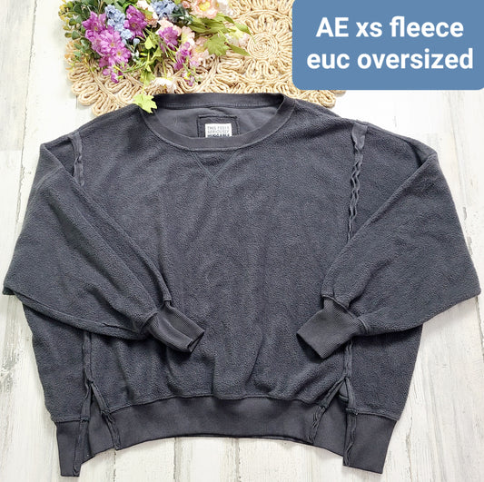 ae oversized gray fleece