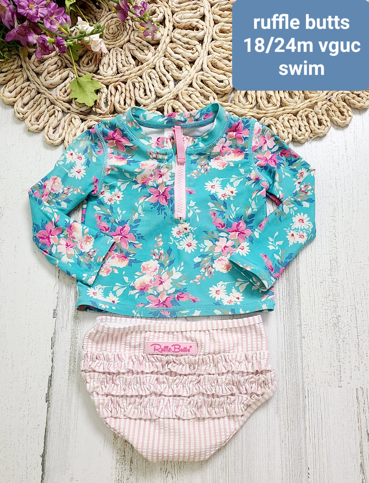 ruffle butts zip long sleeve swim