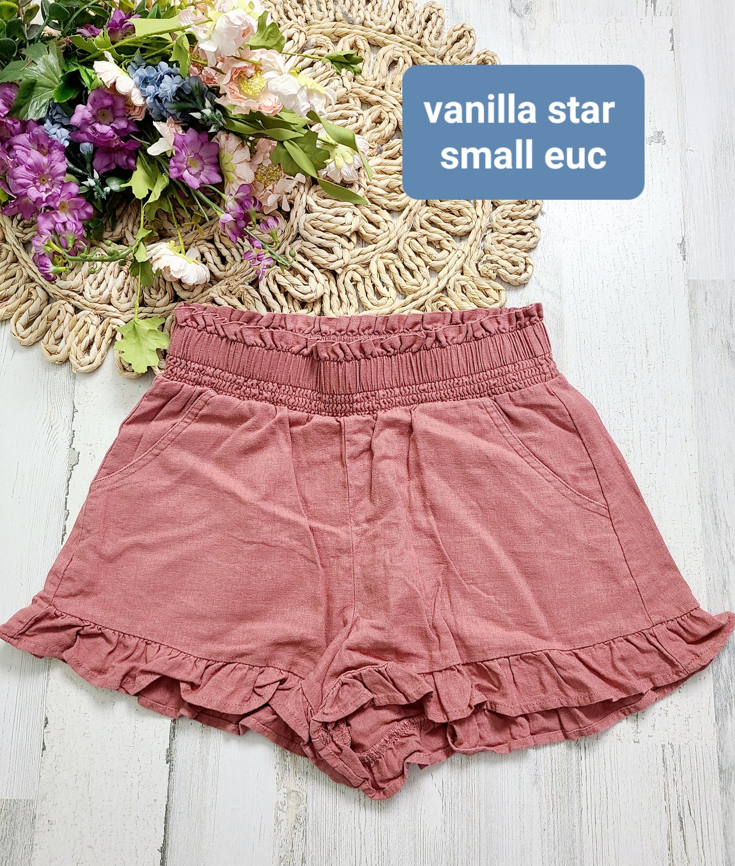 vanilla star pink ruffle shorts