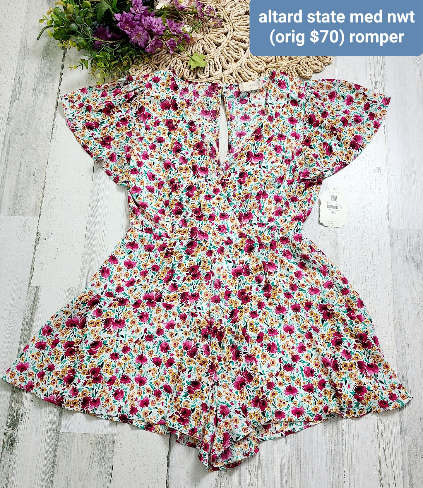 altard state new romper pink flowers