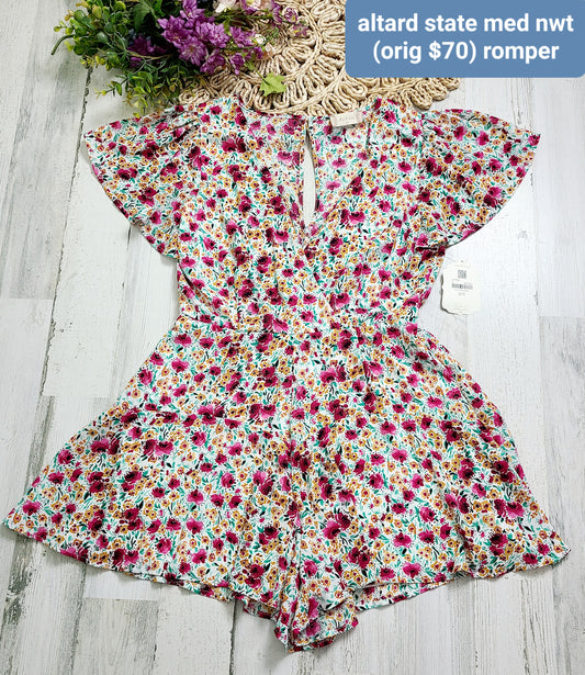 altard state new romper pink flowers