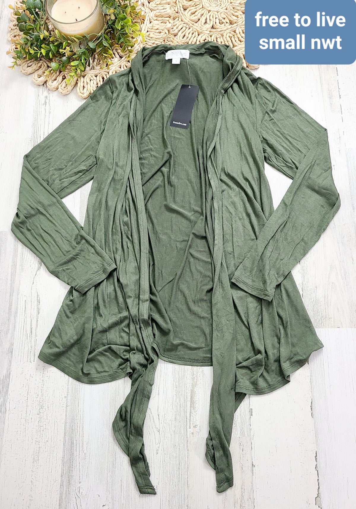 new free to live green cardigan