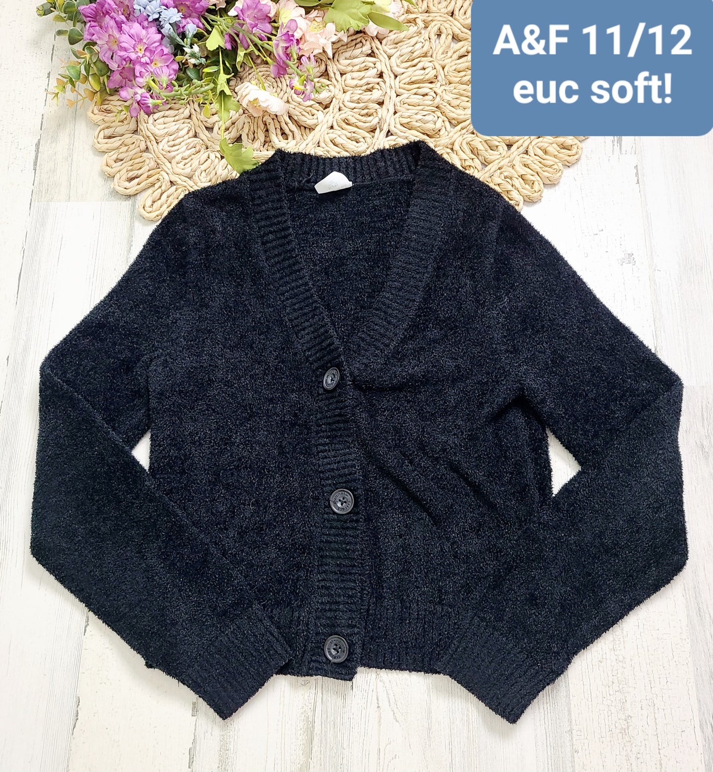 a&f soft black cardigan