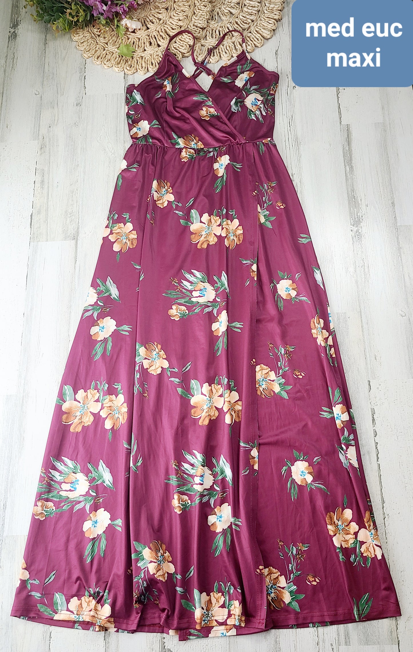 burgundy floral maxi no brand