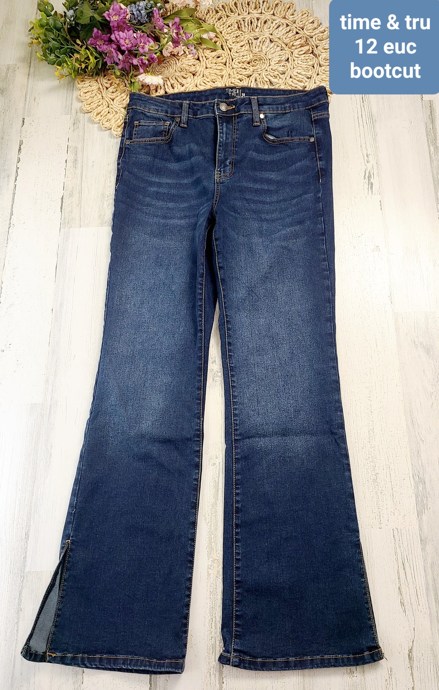 time & tru bootcut side slit