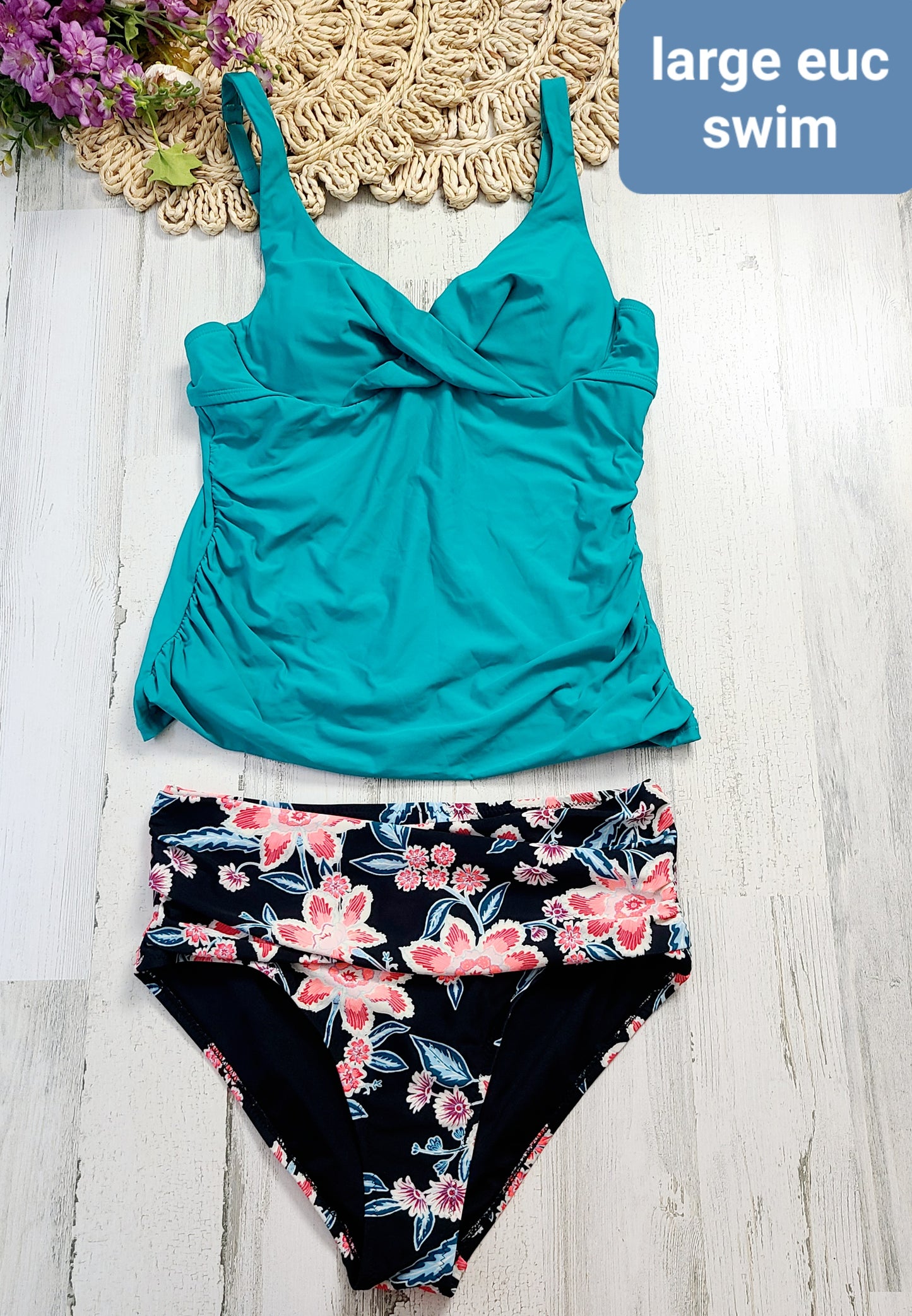 aqua swim top floral bottoms