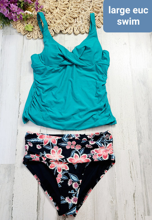 aqua swim top floral bottoms