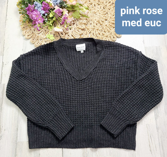 pink rose charcoal sweater medium