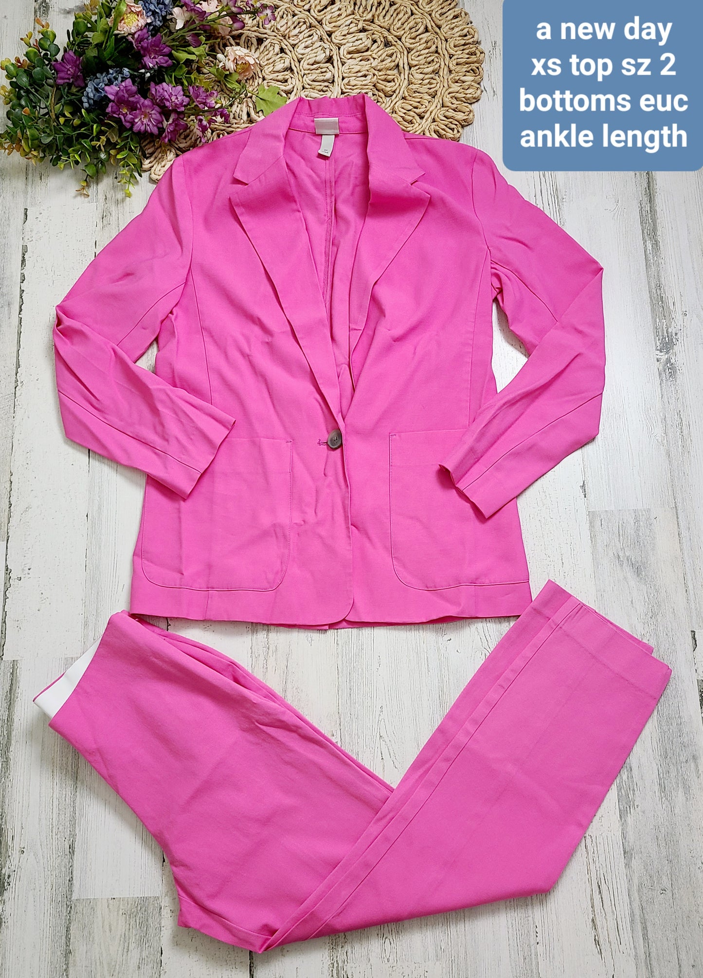 pink blazer and pants set a new day
