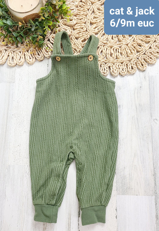olive green cat&jack overalls 6/9m