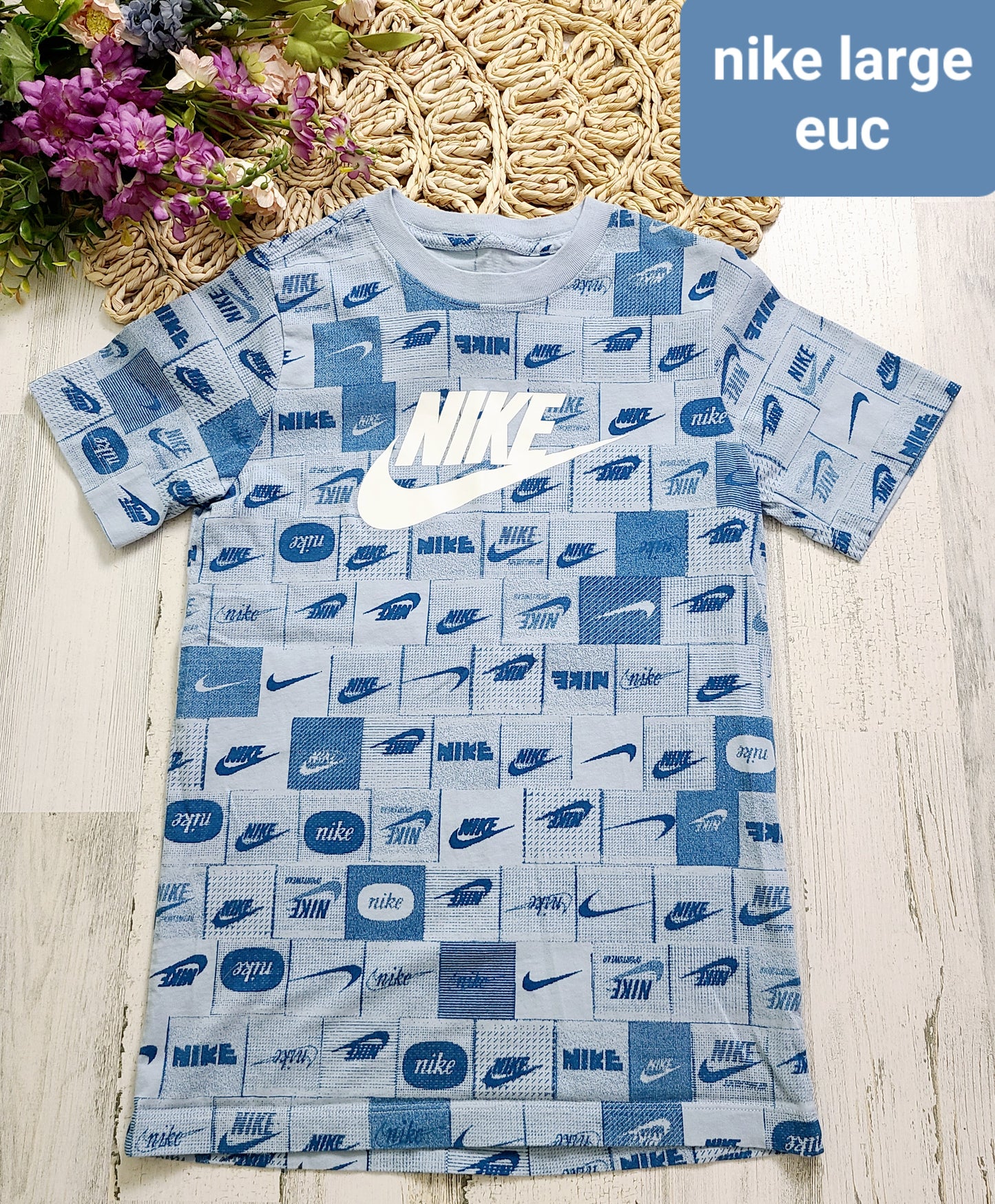 blue checkered nike tee