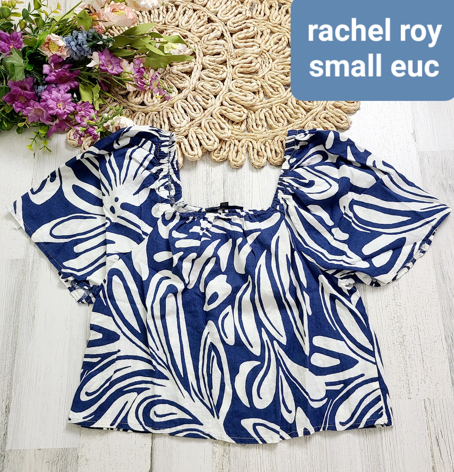 rachel roy navy white top