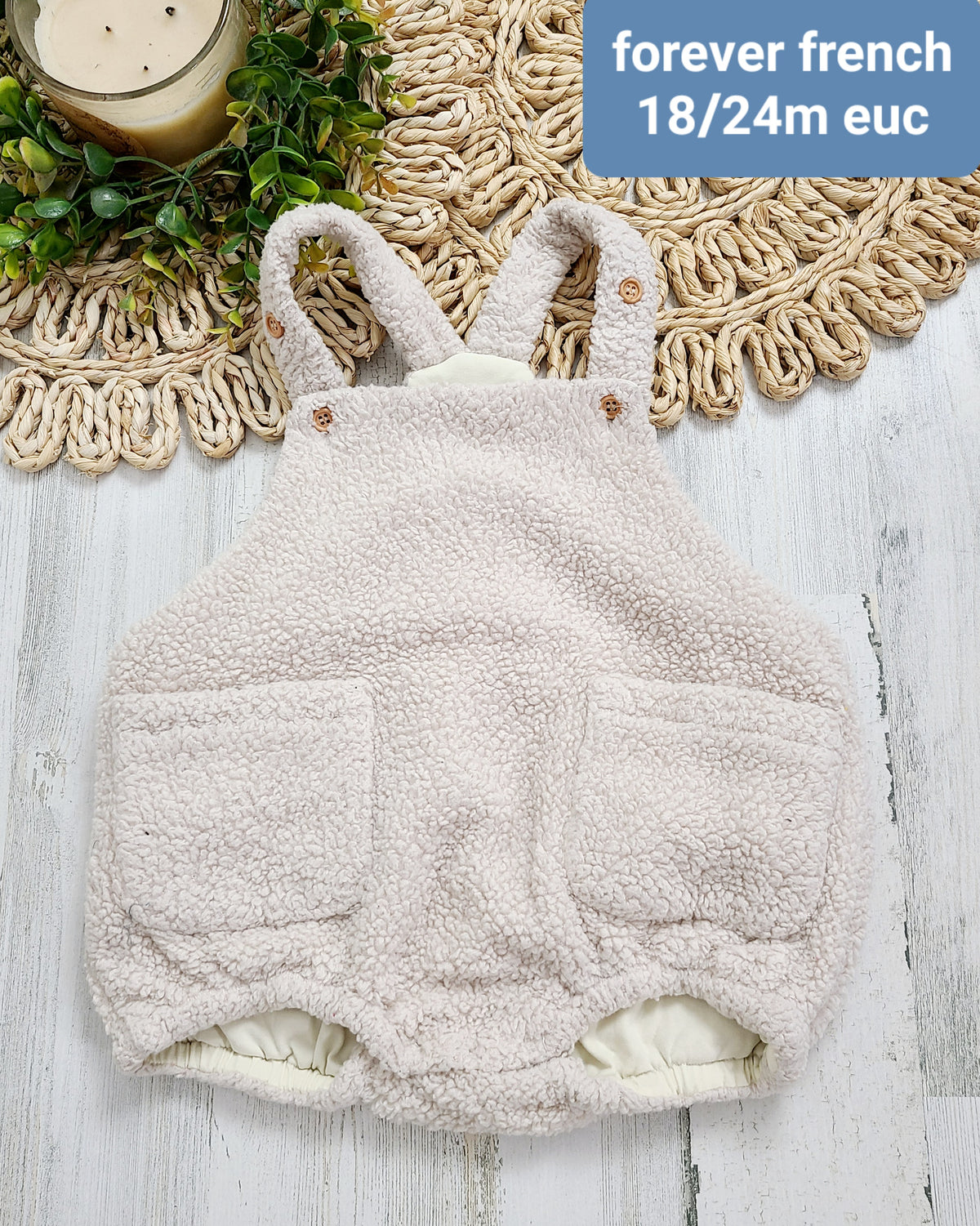 sherpa overall romper forever french