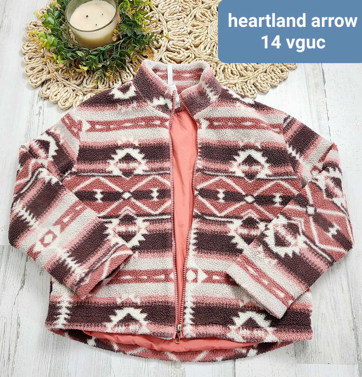 pink and brown fleece jacket heartland arrow