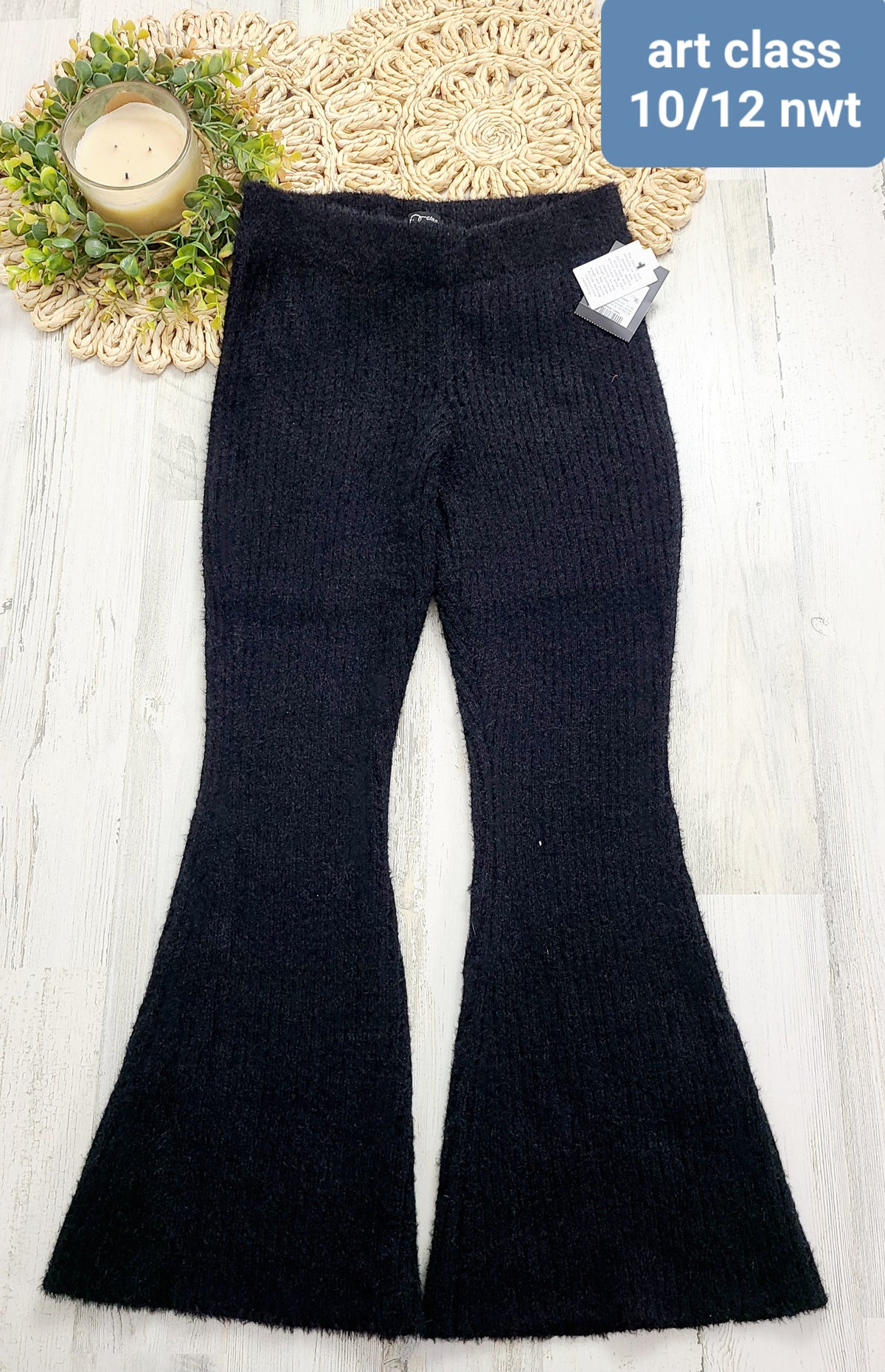 fuzzy black flare pants art class nwt