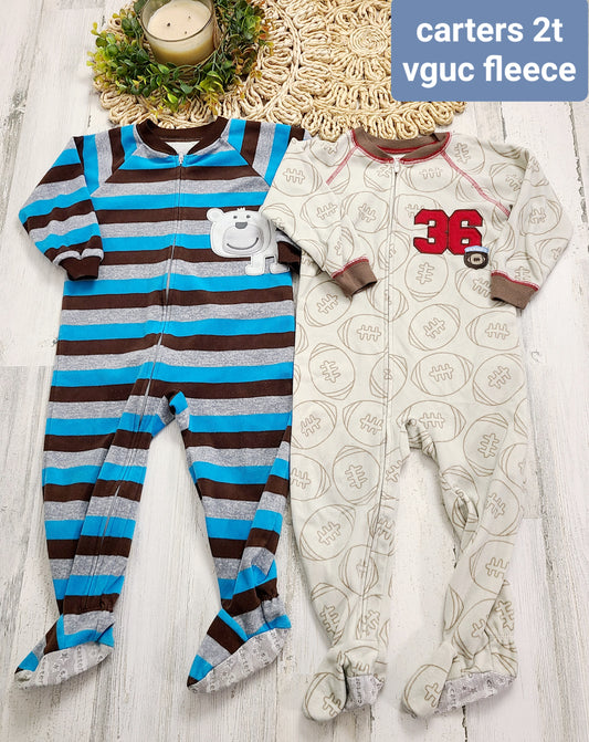 striped pj and football tan fleece pj