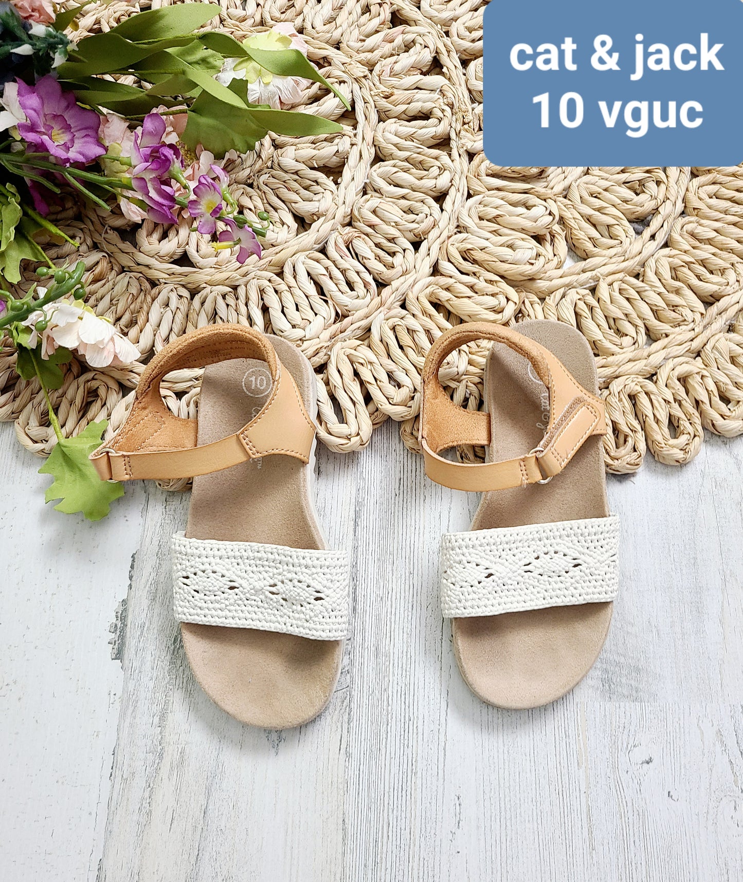 cat&jack knit tan sandals 10c