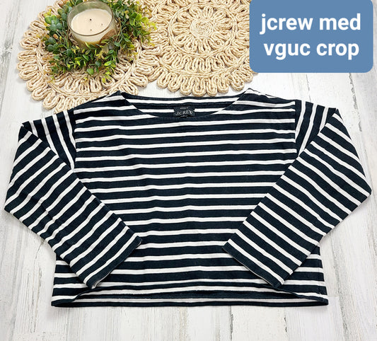 black and white striped jcrew long sleeve crop