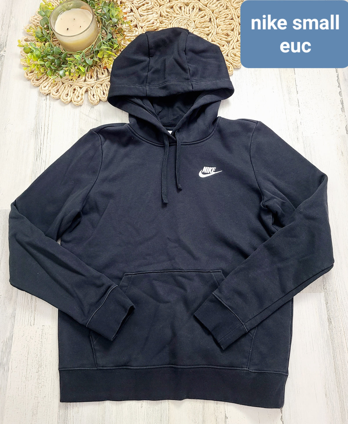 black small womens nike hoodie with white logo