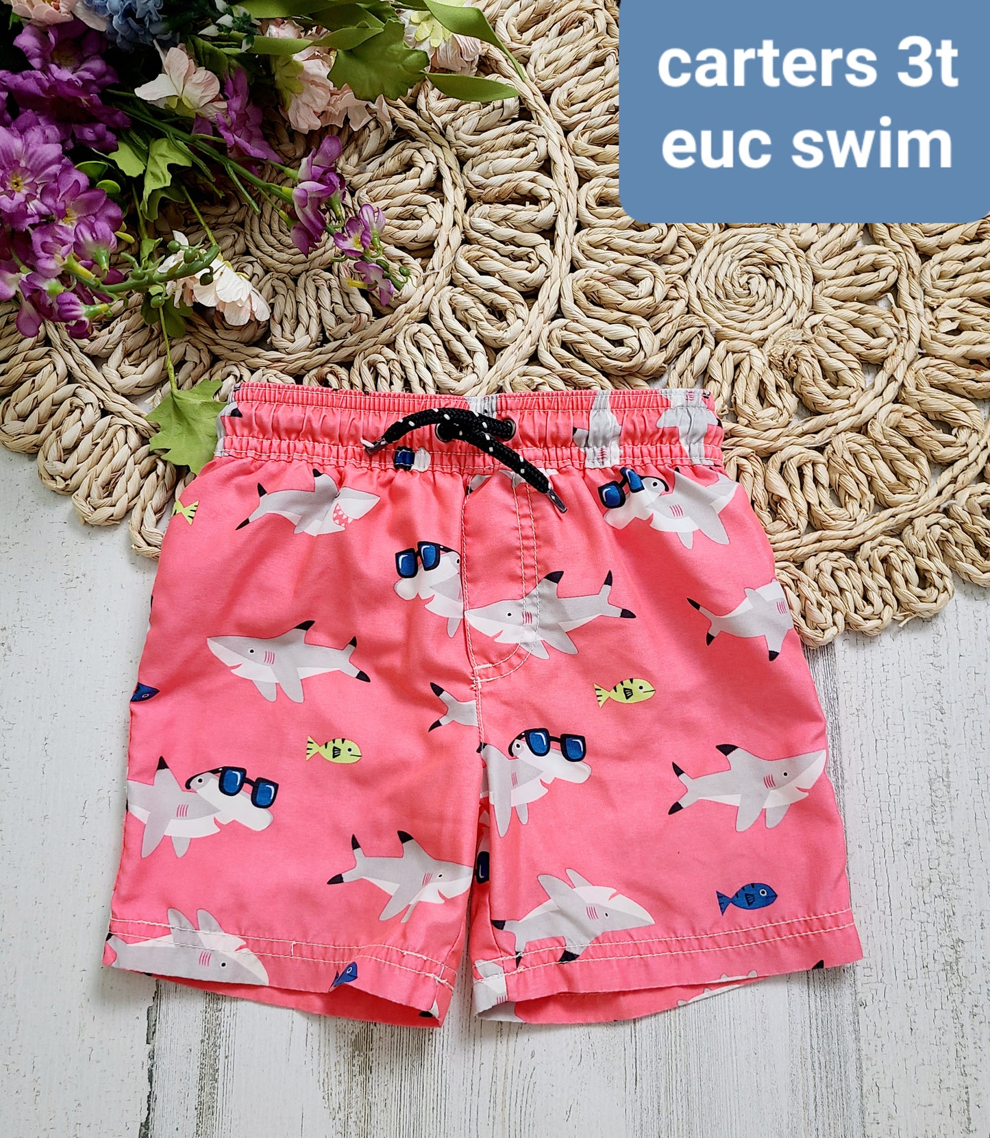 3t pink shark swim shorts carters