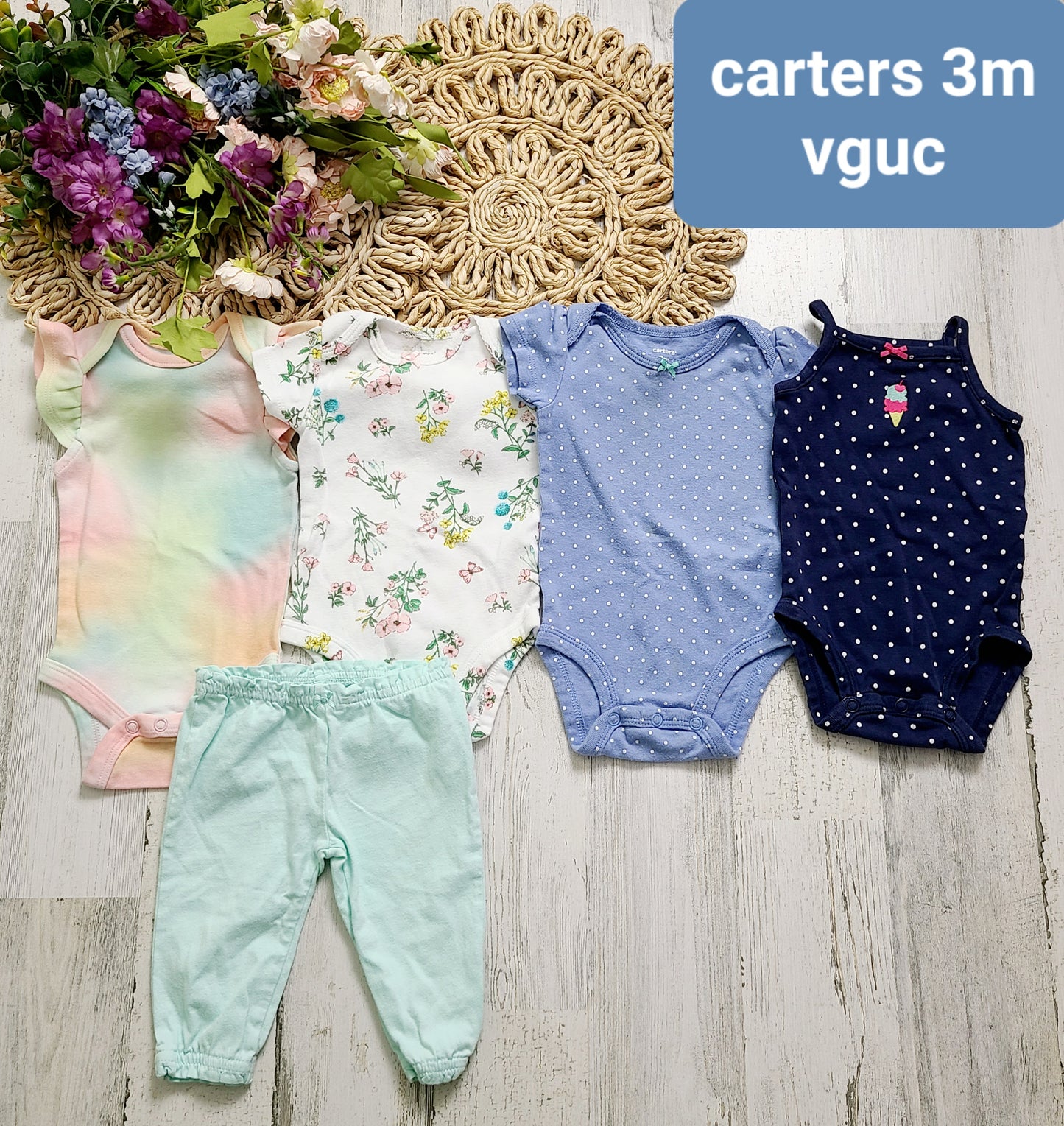 tie dye floral dot bundle