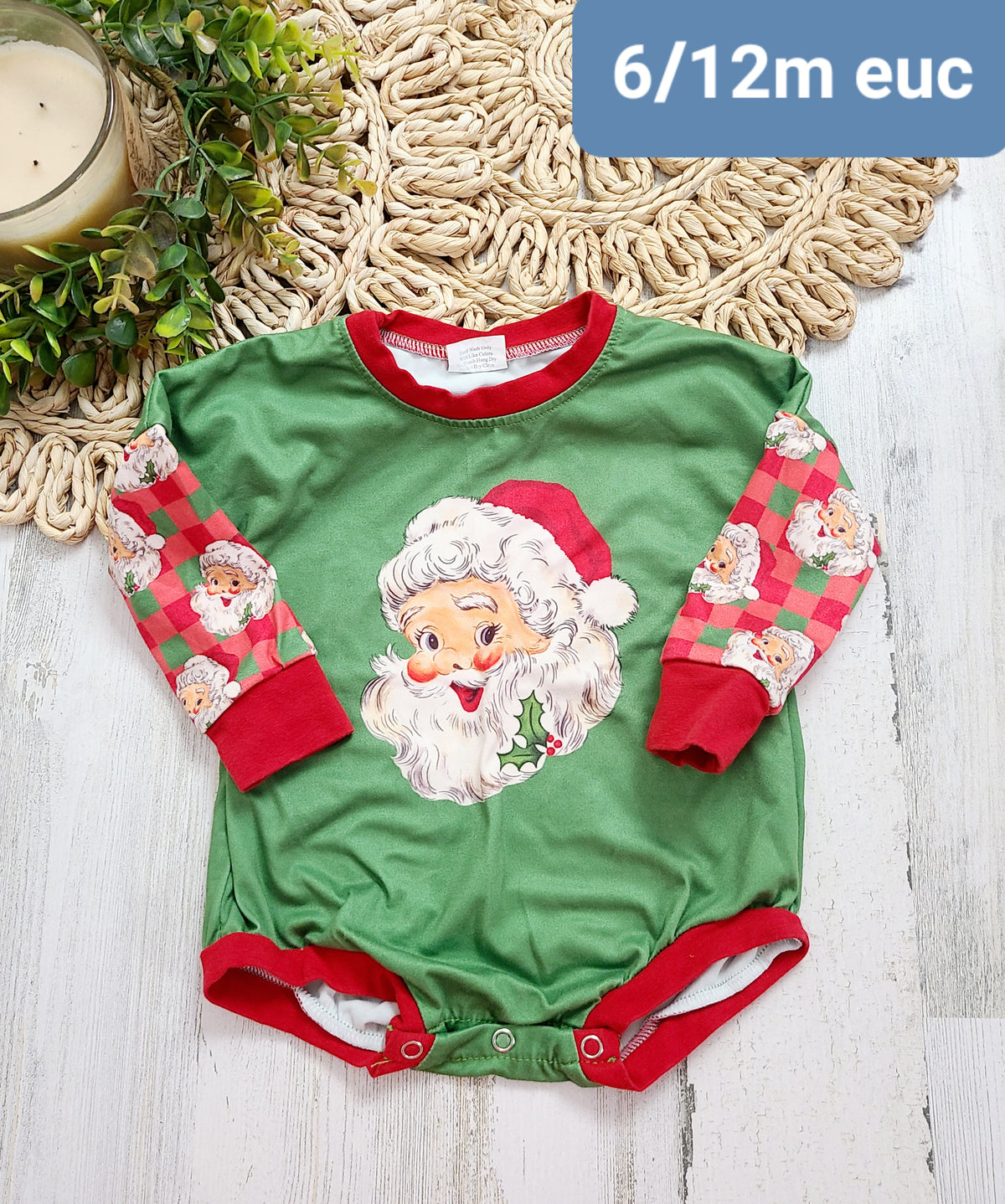 santa onesie green red