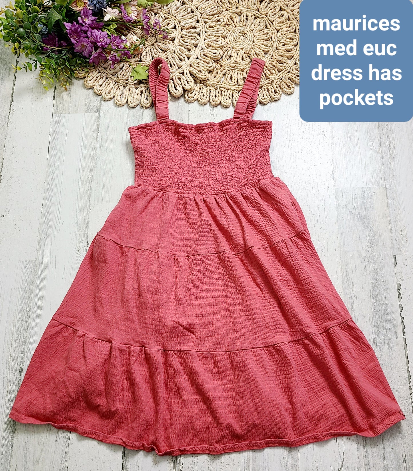 maurices smocked pink terracotta dress