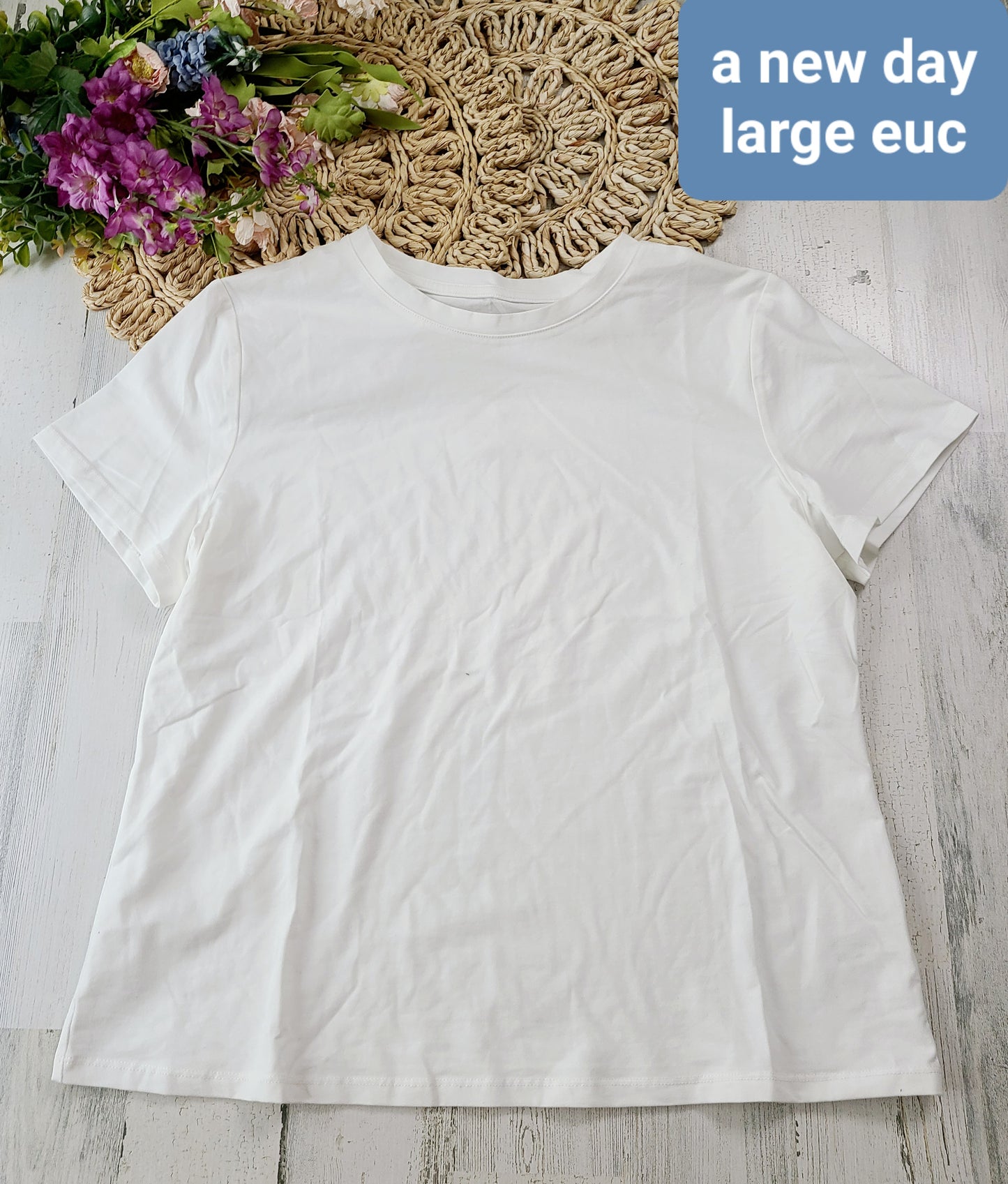 a new day white tee large